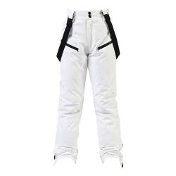 luohaibell Skihose mit Trägern für Männer und Frauen, dicke Skihose, warm, winddicht, wasserdicht, dick, warm, Herbst, Winter, leichte Hose, weiß, 32 von luohaibell