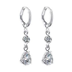 925 Sterling Silber Ohrringe Damen Funkelnd Zirkonia Kristall Ohrhänger Elegant Tropfen Anhänger Ohrring Schmuck Geschenk von luoluoluo
