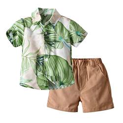 Baby Jungen Hawaiianischer Stil Kurzarm Hemd + Kurze Hosen Set Gentleman Suit Anzug T-Shirt Shorts Strand Urlaub Freizeit Outfit Kinder Zweiteiliges Set von luoluoluo