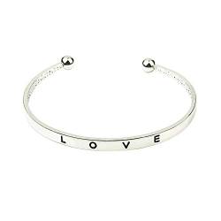 Damen Armband Edelstahl Open Armreif mit Gravur love 925 Sterling Silber Armreif Edelstahlarmband Valentinstag Muttertag Geburtstagsgeschenk von luoluoluo