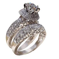 Damen Ringe Kristall Großer Zirkon Stein Ring 925 Sterling Silber Brautverlobungs Antragsring Jubiläum Ehering Ringe Schmuck Geschenk von luoluoluo