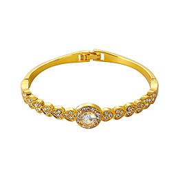 luoluoluo Damen Armreif Gold Gold Charme Verstellbar 925 Silberkette Exquisite Elegante Einzigartige Armbänder Luxus Schmuck Mode Party Zirkon Armband Jubiläum Geburtstagsgeschenke von luoluoluo