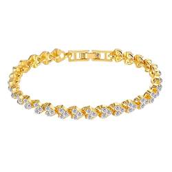luoluoluo Damen Diamant Herz Römisches Armkette 925 Sterling Silber Armbänder mit Funkelnden 5A+ Zirkon Diamant Tennis Armband von luoluoluo