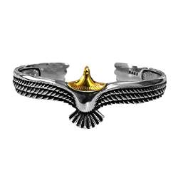 luoluoluo Damen Herren Adler Armband Vintage Persönlichkeit 925 Silber Feder Armband Altes Herrschsüchtiges Armband Edelstahl Offen Armbänder von luoluoluo