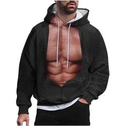 luoluoluo Hoodie Unisex Muskel Brust Haare 3D Drucken Sweatshirt Herren Kapuzenpullover Männer Pullover Damen Casual Hoodies Ugly Kapuzenpulli Drawstring Langarm Pulli mit Tasche von luoluoluo