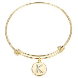 luoluoluo S925 Gold Damen Armbänder mit Buchstabe A-Z Mini Kleine Initial Anhänger Armkette Vergoldet Verstellbar Armband für Damen Frauen Mädchen von luoluoluo