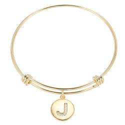 luoluoluo S925 Gold Damen Armbänder mit Buchstabe A-Z Mini Kleine Initial Anhänger Armkette Vergoldet Verstellbar Armband für Damen Frauen Mädchen von luoluoluo