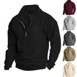 luoluoluo Sweatshirt Herren Outdoor Einfarbig Stehkragen Reißverschluss Classic Pullover Herren Sweatshirts Langarm Herren Pulli Ohne Kapuze Casual Langarmshirt Streetwear Outwear von luoluoluo