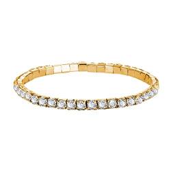 luoluoluo Vergoldete und versilberte Strass Armband für Damen, Tennis-Armbänder, Armreif Schmuck für Damen, Armbänder für Teenager Mädchen… (D) von luoluoluo