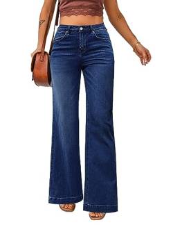 luvamia 2023 Wide Leg Jeans für Frauen Hohe Taille Dehnbare Klassische Baggy Flare Jeans Denim Hosen, Indigo Himmelblau, X-Klein von luvamia