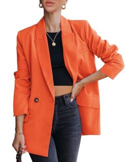 luvamia Blazer-Jacken für Damen, Arbeit, Freizeit, Büro, langärmelig, modisch, elegant, Business-Outfits, Vibrant Orange, XL von luvamia