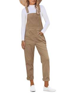 luvamia Cord-Overall für Damen, verstellbare Träger, modischer Latz-Overall mit Tasche, konisches Bein, trendiger 90er Jahre, Khaki, Small von luvamia