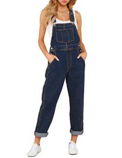 luvamia Damen Casual Stretch Verstellbar Denim Bib Overalls Jeans Hosen Jumpsuits, C Deep Blue, Small von luvamia