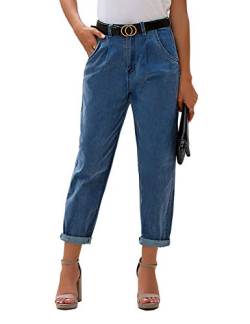 luvamia Damen Klassische High Waist Stretch Loose Balloon Tapered Jeans Mom Jeans, A Seaport Blue, XX-Large von luvamia