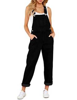 luvamia Overalls für Damen, lockere Passform, klassische Lätzchen, lässige Jeans, dehnbarer Denim-Overall, Overall, konisches Bein, B Warm Onyx Schwarz, X-Large von luvamia