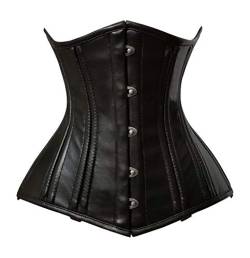 luvsecretlingerie Damen Taillentraining Schwerlast Doppelt Stahl Knochen Unterbrust Korsett Steampunk Gothic Kunstleder Corsage #8801-FL von luvsecretlingerie