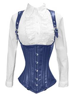 luvsecretlingerie Damen Taillentraining Schwerlast Doppelt Stahl Knochen Unterbrust Korsett Steampunk Leder Corsage #8028-LE von luvsecretlingerie