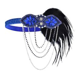 lxuebaix 1920er Jahre Federn Kopfschmuck Flapper Stirnband, Roaring 20er Haarschmuck Vintage Haarspange Pailletten Haarreifen von lxuebaix