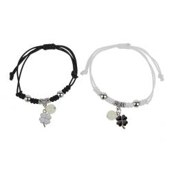 lxuebaix 2 Stück leuchtende Perlen-Charm-Armbänder aus geflochtenem Seil, Paar-Versprechen-Armbänder, Freundschafts-passendes Armband, Schmuck für Liebhaber von lxuebaix