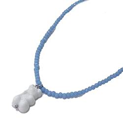 lxuebaix Bären-Anhänger-Halsketten, Harzmaterial-Anhänger-Choker, Perlen-Choker, Dopamin-Schlüsselbeinkette, perfektes Geschenk für Mädchen und Teenager von lxuebaix