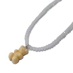 lxuebaix Bären-Anhänger-Halsketten, Harzmaterial-Anhänger-Choker, Perlen-Choker, Dopamin-Schlüsselbeinkette, perfektes Geschenk für Mädchen und Teenager von lxuebaix