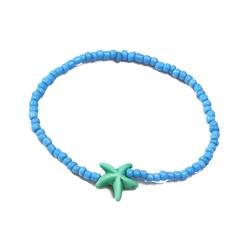 lxuebaix Böhmische Rocailles-Armbänder für Frauen und Mädchen, Freundschaftsarmband, Schmuck, buntes Seestern-Charm-Armband, handgefertigtes Armband, Blau von lxuebaix