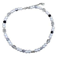 lxuebaix Böhmische quadratische Perlenkette, verstellbare Länge für Damen, Sommer-Perlen-Schlüsselbeinkette, Perlenschmuck, Geschenk, Urlaubsgeschenk von lxuebaix