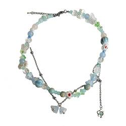 lxuebaix Bohemian-Perlen-Halskette, Blumen-Armband, farbige Samenperlen, hochwertige Kristall-Halskette, Sommer-Harz-Halskette, Schmuck von lxuebaix