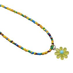 lxuebaix Bohemian-Perlen-Halskette, Sommer-Reisperlen-Blumen-Halskette, Hawaii-Strand-Halskette, Schmuck, geeignet für Damen und Mädchen, Blumen-Halskette, 4# von lxuebaix