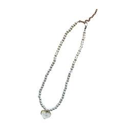 lxuebaix Bunte Perlen-Halskette, Stern-/Herz-Anhänger, Halskette, Perlen-Halsband, perfektes Geschenk für Mädchen, Frauen, Kinder, Alltagskleidung von lxuebaix