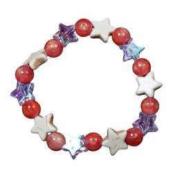lxuebaix Buntes Perlenarmband mit Stern-Anhänger, verstellbare herausziehbare Handketten, modischer Armband-Schmuck für Frauen und Mädchen von lxuebaix