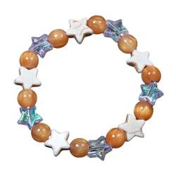 lxuebaix Buntes Perlenarmband mit Stern-Anhänger, verstellbare herausziehbare Handketten, modischer Armband-Schmuck für Frauen und Mädchen von lxuebaix