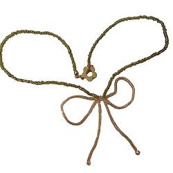 lxuebaix Elegante Perlen-Bowknot-Halskette, stilvoller Anhängerschmuck, Perlen-Blumen-Halskette aus Acrylmaterial, perfektes Geschenk für Frauen, Schleife-Perlen-Halskette, wie das Bild zeigt von lxuebaix