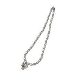 lxuebaix Elegante Perlen-Halskette, süße coole Schleife, Liebes-Herz-Anhänger, Halsketten, Halloween-Pullover-Kette, Y2k-Party-Schmuck von lxuebaix