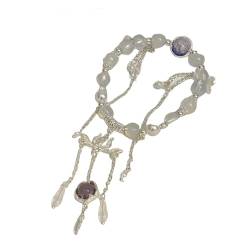 lxuebaix Exquisites Perlenarmband, Perlen-Armreif, modische Handkette, Quasten-Armband, künstliches Kristallmaterial für Partys im Alltag von lxuebaix
