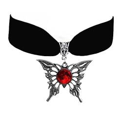 lxuebaix Gothic-Halskette mit Schmetterlings-Anhänger, schwarze Seil-Halskette, Goth-Vintage-Schmuck, Geschenk für Frauen, modische Halskette, 6# von lxuebaix