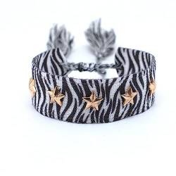 lxuebaix Handgefertigtes böhmisches Armband, gewebter Armreif mit Herz-/Sternnieten, modischer Armbandschmuck für Frauen von lxuebaix
