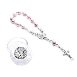 lxuebaix Katholisches Kreuz-Rosenkranz-Armband, religiöse Fingerkette, Taufe-Rosenkränze, Perlenarmbänder für die Taufe von lxuebaix