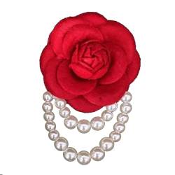 lxuebaix Koreanische Kamelienblume Brosche Pins Perle Quasten Corsage Armband Modeschmuck Broschen für Frauen Hemd Zubehör von lxuebaix