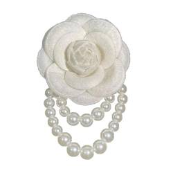 lxuebaix Koreanische Kamelienblume Brosche Pins Perle Quasten Corsage Armband Modeschmuck Broschen für Frauen Hemd Zubehör von lxuebaix