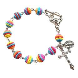 lxuebaix Regenbogen-Perlenarmbänder, Handgelenkschmuck, Perlen, Handschmuck, Legierungsmaterial, Perlenarmreif für Hochzeit, Party, Alltag von lxuebaix