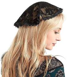 lxuebaix Süßes islamisches Mädchen-Haarband mit Spitze und Blumenmuster, islamisches rundes Kopftuch, Stirnband, verstellbarer Turban, Sommer-Haarschmuck von lxuebaix