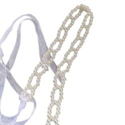 lxuebaix Trendy Schnürseil Schlüsselbeinkette Perlen Halskette Modischer Schmuck Haarband Stilvolles Accessoire Perfektes Geschenk für Frauen von lxuebaix