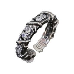 lxuebaix Vintage-Diamant-Nietenringe, verstellbare Kreuzband-offene Ringe, hochwertige Legierung, Verlobungsringe, Schmuck-Dekor von lxuebaix