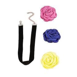 lxuebaix Weiche Stoff-Blumen-Halskette für Damen und Mädchen, niedliche Rosen-Halskette, modische Krawatte, trendiger Schmuck, Geschenk von lxuebaix