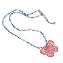 lxuebaix Y2K Bunte Schmetterlingsperlen Halskette Schmetterling Schlüsselbeinkette Elegante Modeaccessoires Anhänger Halskette für Party von lxuebaix