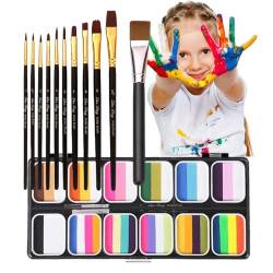 lyanny Schminkset für Kinder, Schminkpalette | 12 Farben professionelle Körperkunst-Malpalette,Regenbogen-Gesichtsfarben-Make-up-Set für Jungen, Mädchen und Frauen von lyanny