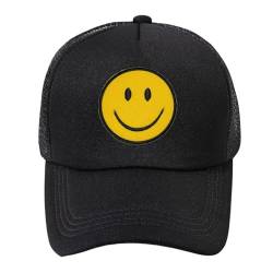 lycycse Smile Face Trucker Hut Retro Mesh Baseball Cap mit Smile Patch Schaumstoff Neon Hohe Krone Y2K Hüte für Männer Frauen, Schwarz 2, Einheitsgr��e von lycycse