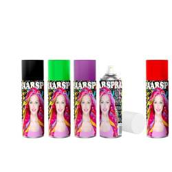Haarspray metallic mit Farbe Haarschmuck 250ml Hairspray Color (SCHWARZ WEIß ROT PINK GRÜN) von makotex