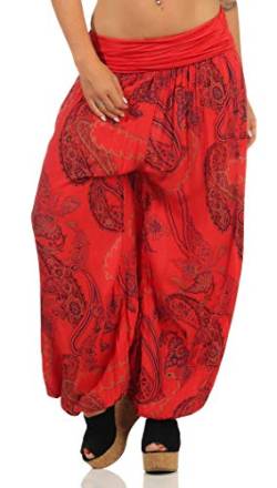 Malito Damen Aladinhose mit Print | Haremshose zum Tanzen | Pumphose zum Chillen - Freizeithose - Pluderhose 7185 (rot) von malito more than fashion
